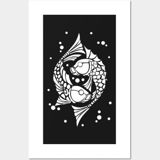 White koi fish. Symbol of good luck Posters and Art